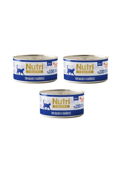 Nutri Feline Ton Balıklı Ve Karidesli Jöleli Tahılsız Yetişkin Kedi Konservesi 70 G X 3 Adet