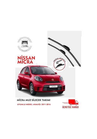 Nissan Micra Ön Cam Silecek Seti Araca Özel  Aparat 2011