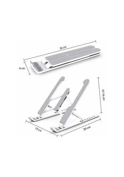 Alüminyum Laptop Standı 7 Kademeli Ayarlı Katlanabilir Tablet Tutucu Ergonomik 26 Cm