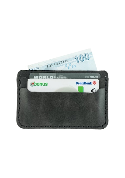 Twingold İsme Özel Yatay Kartlık - %100 Rainbow Deri - A011001 - Antrasit Antrasit