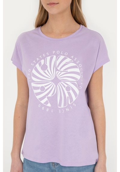 U.S. Polo Assn. Kadın Lila Bisiklet Yaka Tişört 50282896-VR034