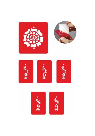 Enhavalı Menekşe Geçici Dövme Kına Şablonu 5'li