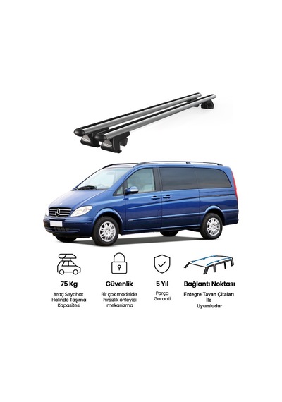 Venüs Mercedes-benz Viano W639 2003-2014 Uyumlu Gri Ara Atkı Port Bagaj Tavan Barı