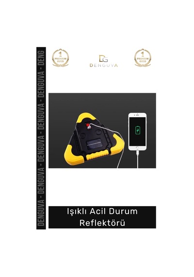 Reflektör Solar Led Güneş Panelli Powerbank Şarjlı Katlanabilir Trafik Işıklı Acil Durum Reflektör