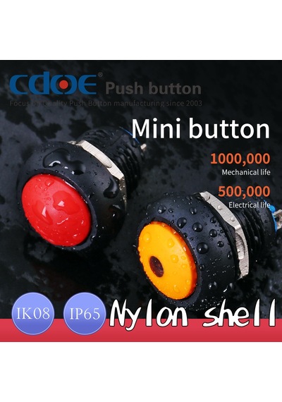 12Mm Plastik Buton Kalıcılı (On-Off) Ip65 Kırmızı