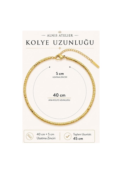 Gold Renk Hematit Doğal Taş Kadın Kolye Minimal Kısa Kolye Chok Çok Renkli