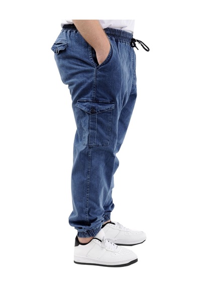 Mode Xl Büyük Beden Erkek Kot Jogger Kargo Cepli Toronto 23917 Mavi Mavi