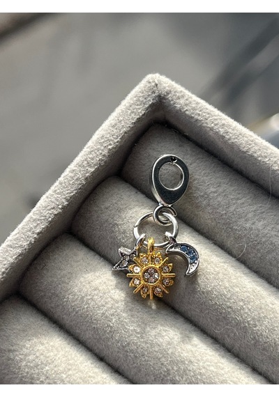 Güneş Ay Yıldız Sallantılı Charm Asafaccessory Gümüş
