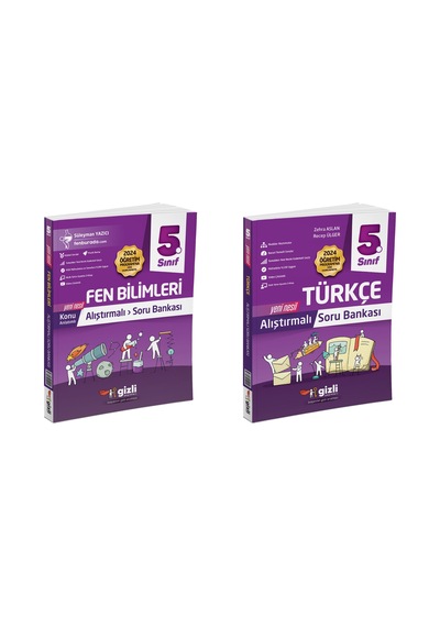Gizli 2025 5. Sınıf Fen Bilimleri + Türkçe Alıştırmalı Soru Bankası Seti 2 Kitap