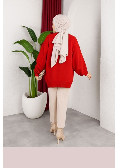 Hira Life Fashion Kadın Testtür Giyim Bisiklet Yaka Yırtmaçı Taşlı Ve Balon Kollu Oversize Şık Triko Tunik Kırmızı Kırmızı Hira Life Fashion Kadın Testtür Giyim Bisiklet Yaka Yırtmaçı Taşlı Ve Balon Kollu Oversize Şık Triko Tunik Kırmızı Kırmızı