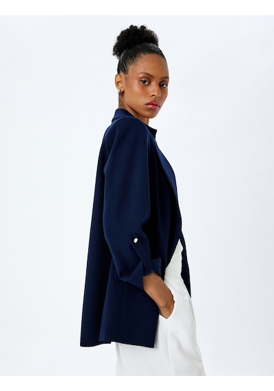 Koton Cepli 3/4 Kol Oversize Uzun Blazer Ceket Lacivert 5sak50115uw Lacivert