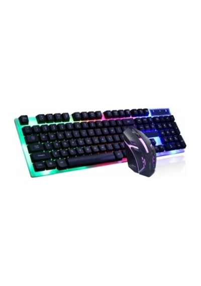 Led Işıklı Oyuncu Klavye Mouse Seti Usb Girişli Kablolu J-1001