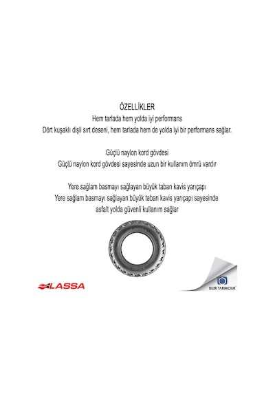 Lassa 6.00-16 6 Kat Traktör Ön Lastiği (600-16) 2Adet