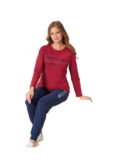 Over Sleep By Poleren Over Sleep 3198 Kadın Kışlık Süprem Yuvarlak Yaka Eşli Pijama Takımı Bordo Over Sleep By Poleren Over Sleep 3198 Kadın Kışlık Süprem Yuvarlak Yaka Eşli Pijama Takımı Bordo