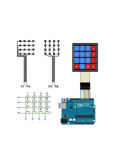 4 x 4 Matrix Membran Keypad 16 Buton Tuş Takımı Keyboard Klavye Alarm Şifre Kilit Röle Kontrol