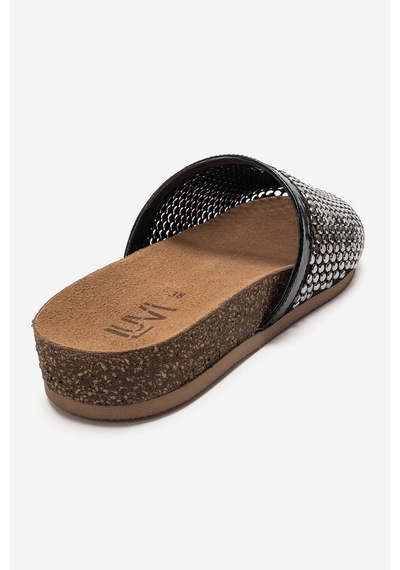 Luvi Shoes Montera Siyah Taşlı Kadın Terlik