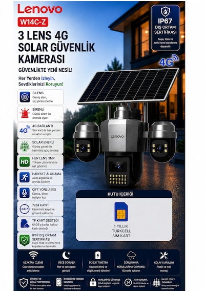 W14c-z Smart 4g Solae Kamera + 1 Yıllık İnternet