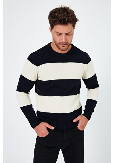Alexander Gardi Alexandergardı Bisiklet Yaka Renk Bloklu Regular Fit Kazak E24-eze-08 001