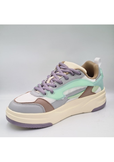 United Colors Of Benetton Benetton 10000 Beyaz Lila Kadın Sneaker Spor Ayakkabı Beyaz - Lila