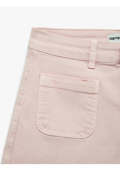 Koton Cep Detaylı Normal Bel Pamuklu Slim Fit Mini Şort Pembe 6sal40132mw Gül