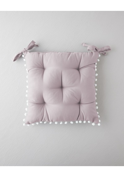 Ponponlu Sandalye Minderi 40x40 Cm Pudra
