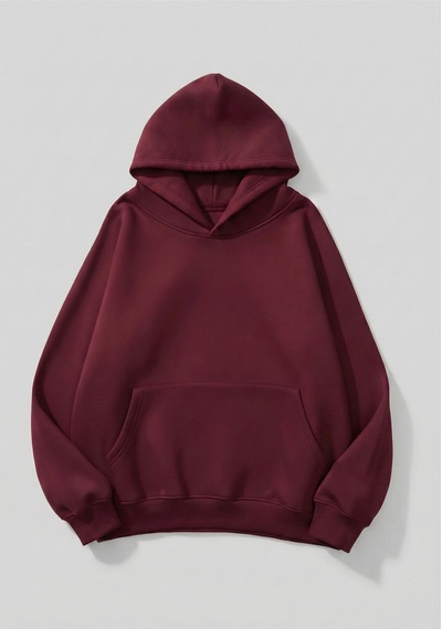 Uyguntarz Unisex Yumuşak Dokulu 3 İplik Maroon Oversize Sweatshirt Bordo