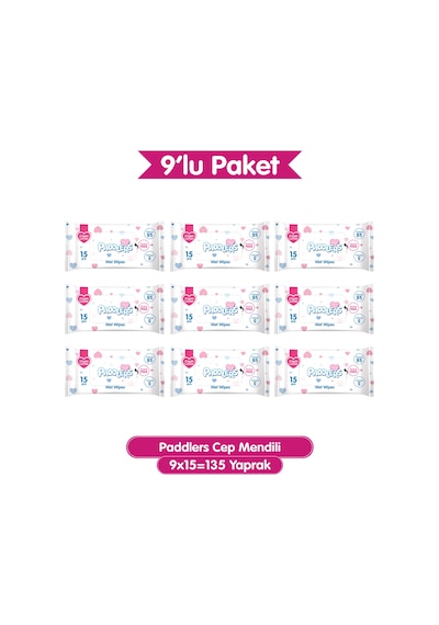 Paddlers Cep Mendili 135 Yaprak (9 Paket x 15’li) – Yumuşak ve Dayanıklı
