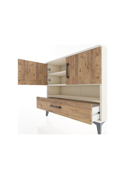 Arges Şifonyer 3 Raflı Tek Çekmeceli 2 Kapaklı 88x30x80 Aytaşı-çam Aytası