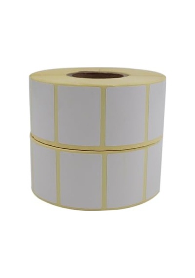 40mm X 30mm Kuşe Etiket Rulo, 1500 Adet X 2 Rulo, Baskısız Barkod Yazıcı Etiketi 10