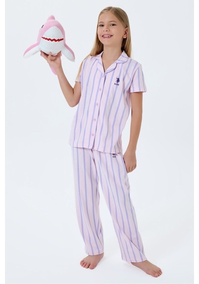 U.S. Polo Assn. Kız Çocuk Mor Gömlek Pijama