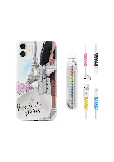 Apple Uyumlu iPhone 11 Kılıf Kablo Koruyuculu Bonjour Paris 1419