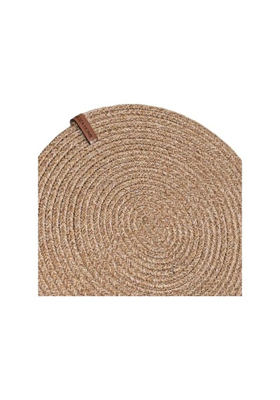 Cesta Amerikan Servis El Yapımı Pamuklu Natural Jüt Örme Düz Yuvarlak Supla 37x37cm Açık Bej