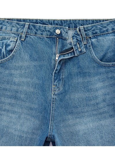 Koton Pamuklu Normal Bel Rahat Kalıp Cepli Baggy Jean Şort Orta İndigo 6sam40428nd