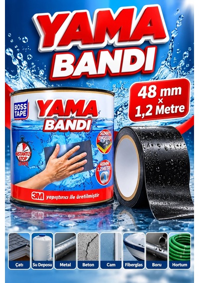 Yama Bandı 48 Mm 1,2 Metre Sızıntı Önleyici Pratik Tamir Bandı