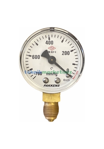 50MM -760/0 MMhg ALTtan Çıkışlı G1/4" Kurutip VakuMMetre Pakkens