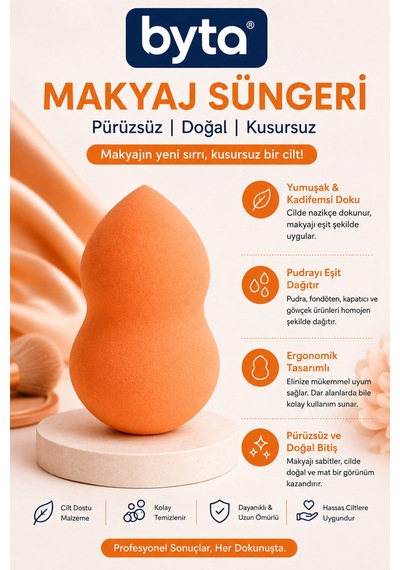 Ergonomik Damla Makyaj Süngeri Fondöten Ve Kapatıcı Uygulama Süngeri