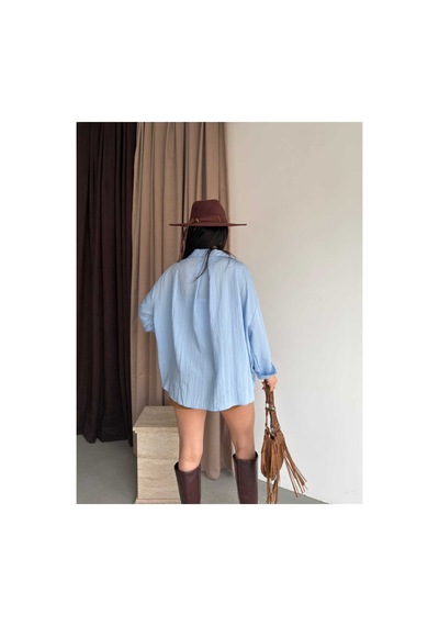 Unika Boutique Salaş Stil Gömlek Mavi