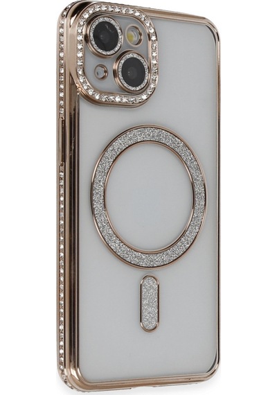 Apple iPhone Uyumlu 13 - Kılıf Joke Simli Magneticsafe - Kılıf - Gold