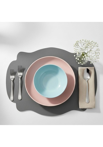 2 Adet Çift Yüz Kenar Dikişli Vizon Deri Amerikan Servis As00120-33x44 Cm Supla Gri