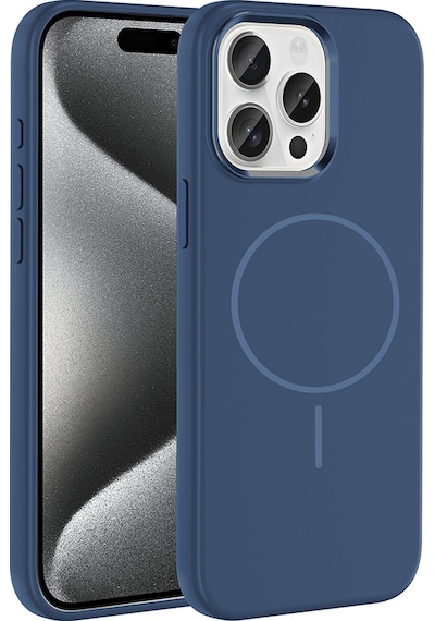 Apple Uyumlu iPhone 15 Pro Max Kılıf M-safe Şarj Özellikli Metal Kamera Çerçeveli Mkst Edi Silikon Kapak - Lacive Lacivert