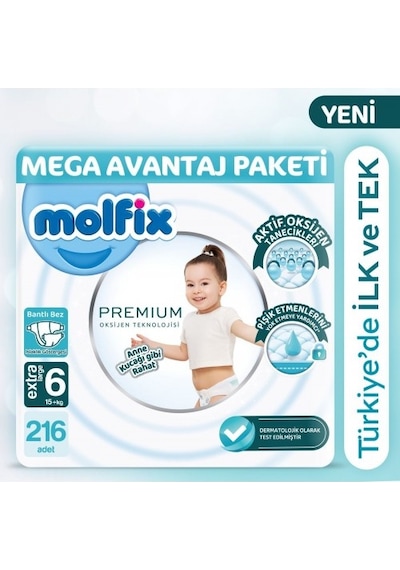 Molfix Premium Ultra Fırsat Paketi 54'lü x 4  216Adet PKT.MOLFIX.103 6 Numara