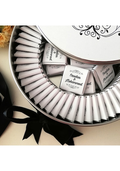 Nişan Nikah Söz Madlen Çikolatası Metal Kutu Beyaz 100'lü
