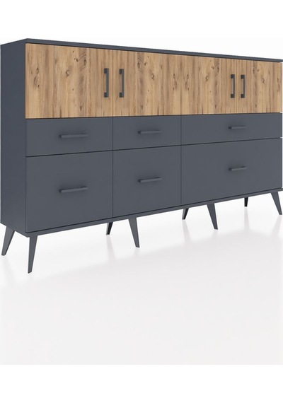 Arges Konsol 4 Raflı 6 Çekmeceli 4 Kapaklı 176x30x99 Antrasit-çam/antrasit Atlas Çam/antrasıt - Antrasıt Arges Konsol 4 Raflı 6 Çekmeceli 4 Kapaklı 176x30x99 Antrasit-çam/antrasit Atlas Çam/antrasıt - Antrasıt