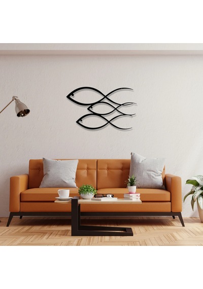 Balıklar Metal Tablo Siyah