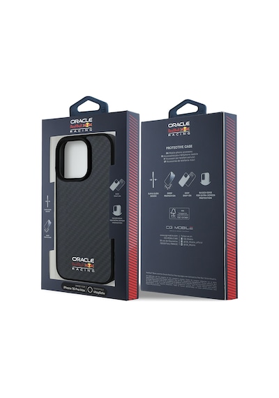 Apple Uyumlu iPhone 16 Pro Max Kılıf Redbull Lisanslı Magsafe Karbon Fiber Parlayan Logolu Kapak Siyah