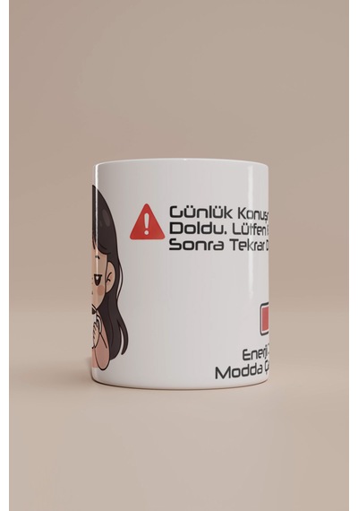 Konuşma Kotası Dolu Kupa Bardak Beyaz