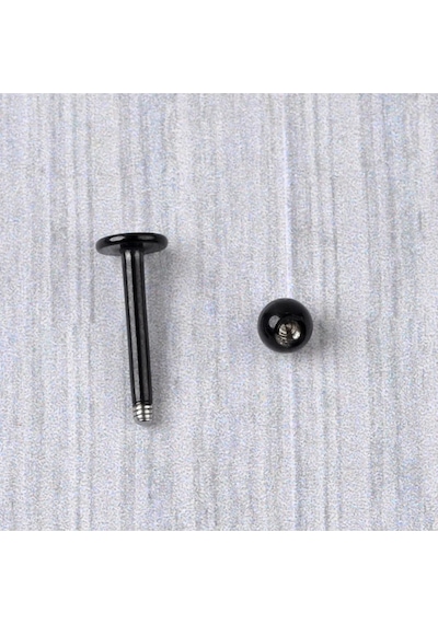 Siyah Labret Düz Piercing Tek Toplu Cerrahi Çelik Dudak Helix Küpe