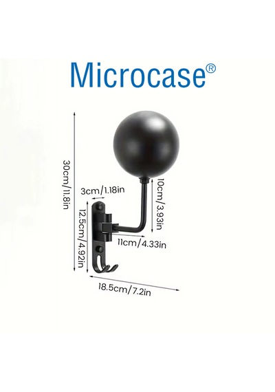 Microcase Motorcular İçin Duvara Monte Metal Elbise Ve Kask Askılığı Al5711 Siyah