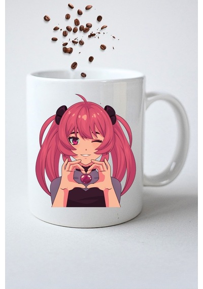 Anime Asi Kız Baskılı Hediye Kupa Bardak Porselen Çay Kahve Fincanı Beyaz