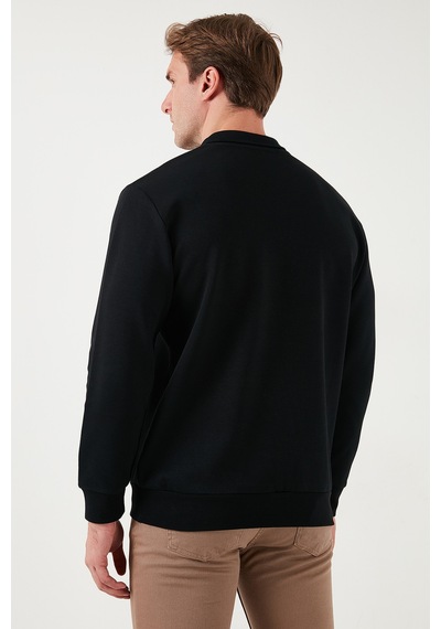 Buratti Pamuklu Regular Fit Yarım Fermuarlı Polo Yaka Erkek Sweat 5905789 Siyah